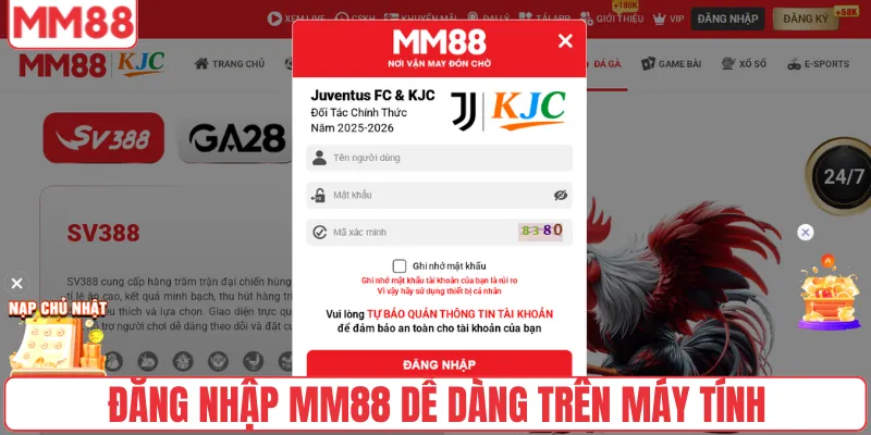 Đăng nhập MM88 dễ dàng trên máy tính